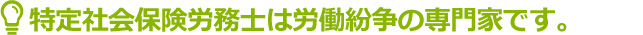 特定社会保険労務士は労働紛争の専門家です。